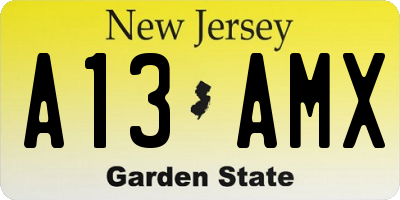 NJ license plate A13AMX
