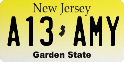 NJ license plate A13AMY