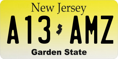 NJ license plate A13AMZ