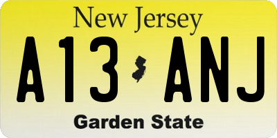 NJ license plate A13ANJ