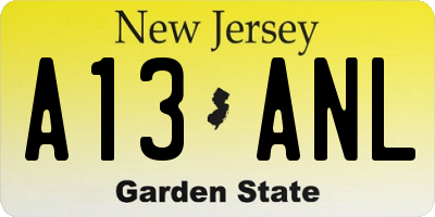 NJ license plate A13ANL