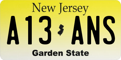 NJ license plate A13ANS
