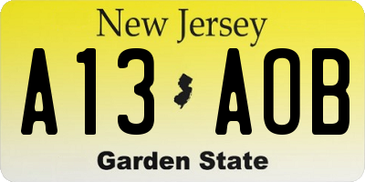 NJ license plate A13AOB
