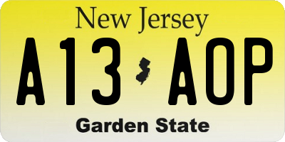 NJ license plate A13AOP