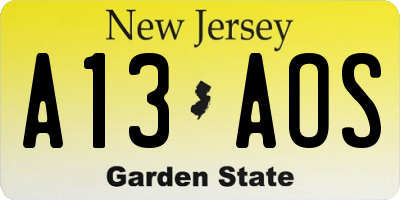 NJ license plate A13AOS