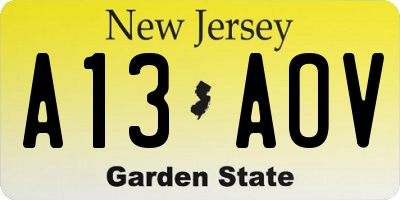 NJ license plate A13AOV