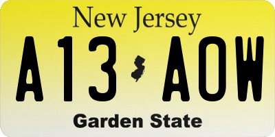 NJ license plate A13AOW