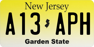 NJ license plate A13APH