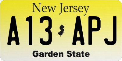 NJ license plate A13APJ