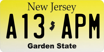 NJ license plate A13APM