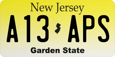 NJ license plate A13APS