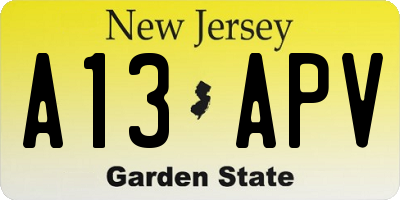 NJ license plate A13APV