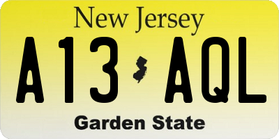 NJ license plate A13AQL