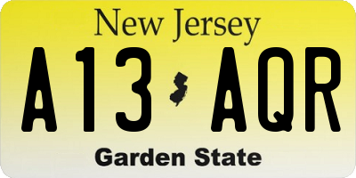 NJ license plate A13AQR