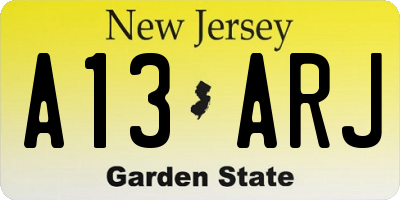 NJ license plate A13ARJ