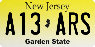 NJ license plate A13ARS