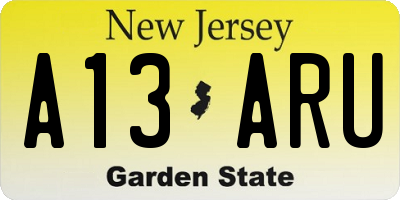 NJ license plate A13ARU