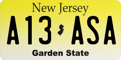 NJ license plate A13ASA