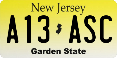 NJ license plate A13ASC