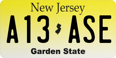 NJ license plate A13ASE