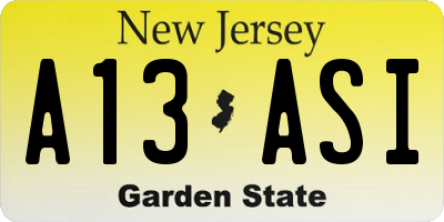 NJ license plate A13ASI
