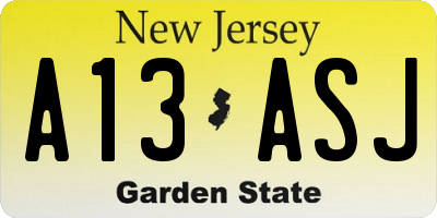 NJ license plate A13ASJ
