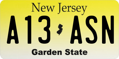 NJ license plate A13ASN