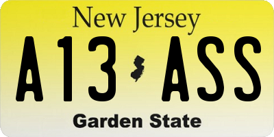NJ license plate A13ASS