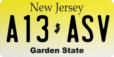 NJ license plate A13ASV