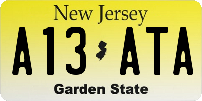 NJ license plate A13ATA