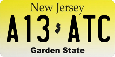 NJ license plate A13ATC