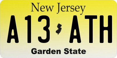 NJ license plate A13ATH