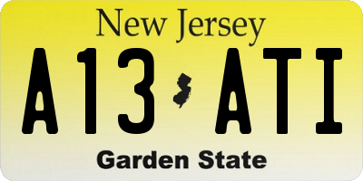 NJ license plate A13ATI