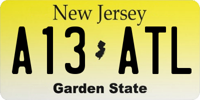 NJ license plate A13ATL