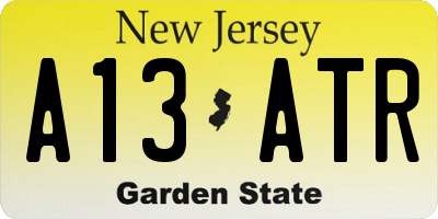 NJ license plate A13ATR