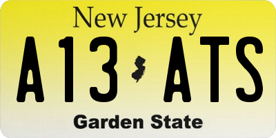 NJ license plate A13ATS