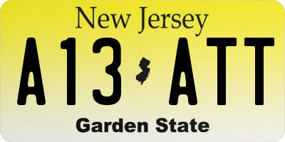 NJ license plate A13ATT