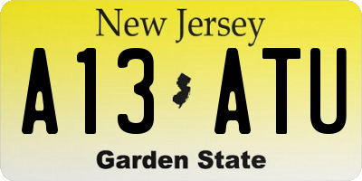 NJ license plate A13ATU