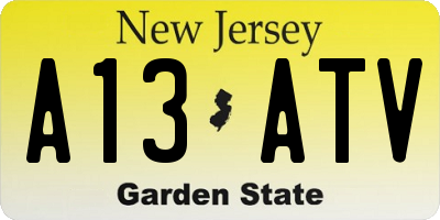 NJ license plate A13ATV