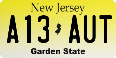 NJ license plate A13AUT