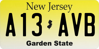 NJ license plate A13AVB