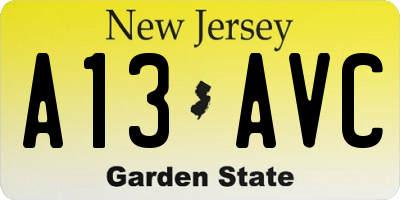 NJ license plate A13AVC