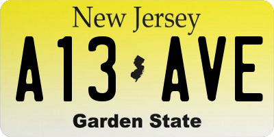 NJ license plate A13AVE