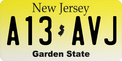 NJ license plate A13AVJ