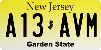 NJ license plate A13AVM
