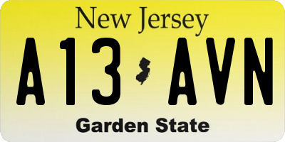 NJ license plate A13AVN