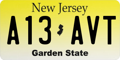 NJ license plate A13AVT