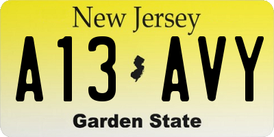 NJ license plate A13AVY