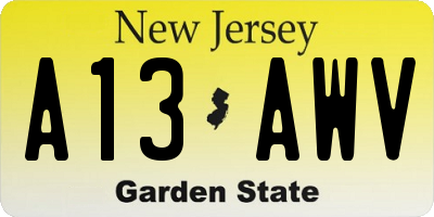 NJ license plate A13AWV