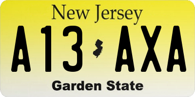 NJ license plate A13AXA
